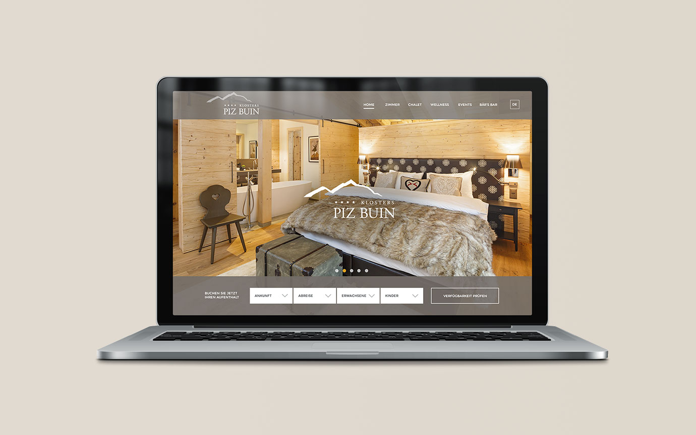 Webseite für das Hotel Piz Buin. Design-Konzept für einige der Hotels der Meili Selection AG.
